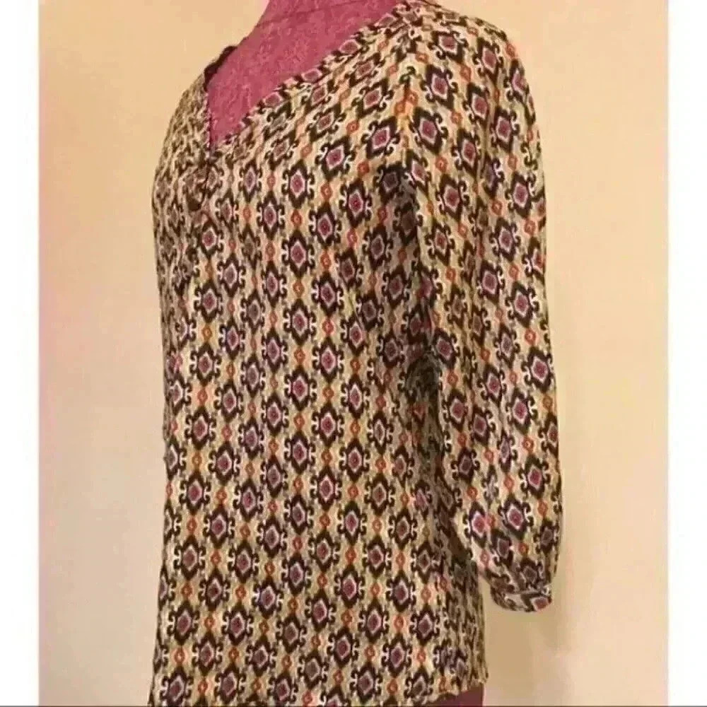 Ophelia FC Multi Colored Moroccan Print Top Sz S - Picture 8 of 9